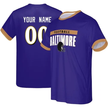Baltimore Purple/Gold Custom City Style Football T-Shirt