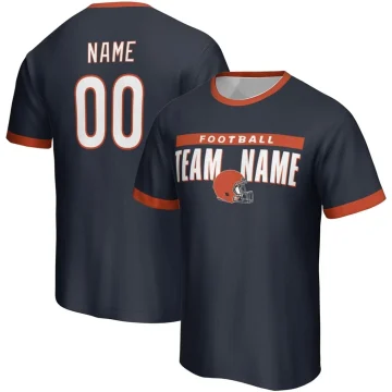 Chicago Navy/Orange Custom City Style Football T-Shirt