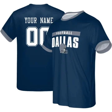 Dallas Navy/Gray Custom City Style Football T-Shirt