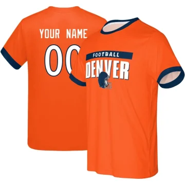 Denver Orange/Blue Custom City Style Football T-Shirt